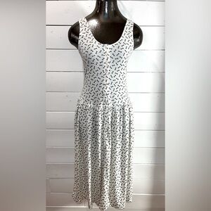 Vintage Bone Print Sleeveless Button-Front Dress – Size 9